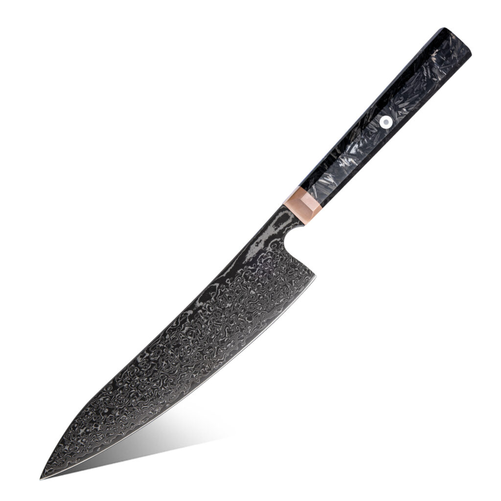 Couteau de chef Grandsharp – 8 pouces, 67 couches, acier damassé