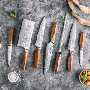 Ensemble de couteaux Grandsharp – acier damassé, AUS10