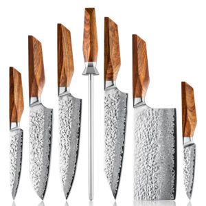 Ensemble de couteaux Grandsharp – 7 pièces, 67 couches, acier damassé, AUS10