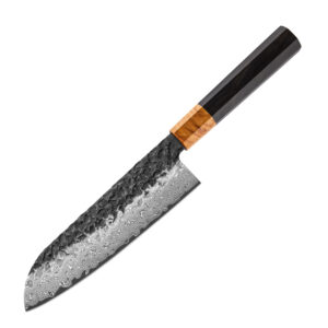 Couteau Santoku Grandsharp – 7 pouces, 67 couches, acier damassé