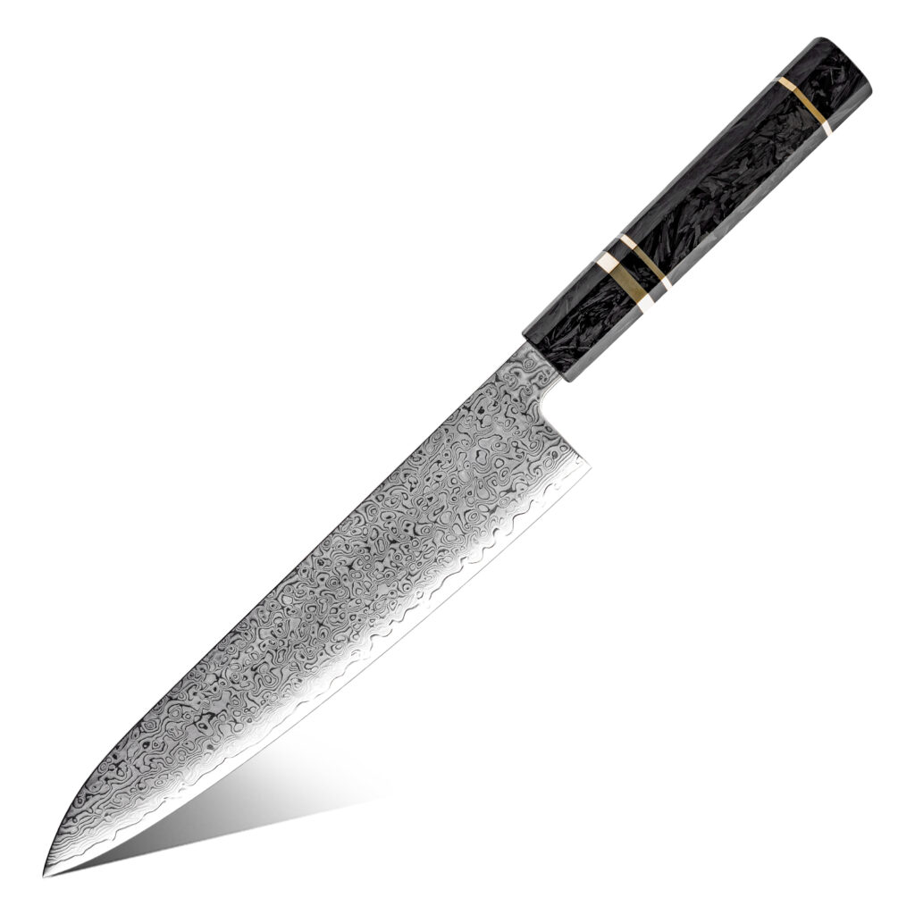 Couteau de chef Grandsharp – 9 pouces, 67 couches, acier damassé