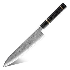 Couteau de chef Grandsharp – 9 pouces, 67 couches, acier damassé