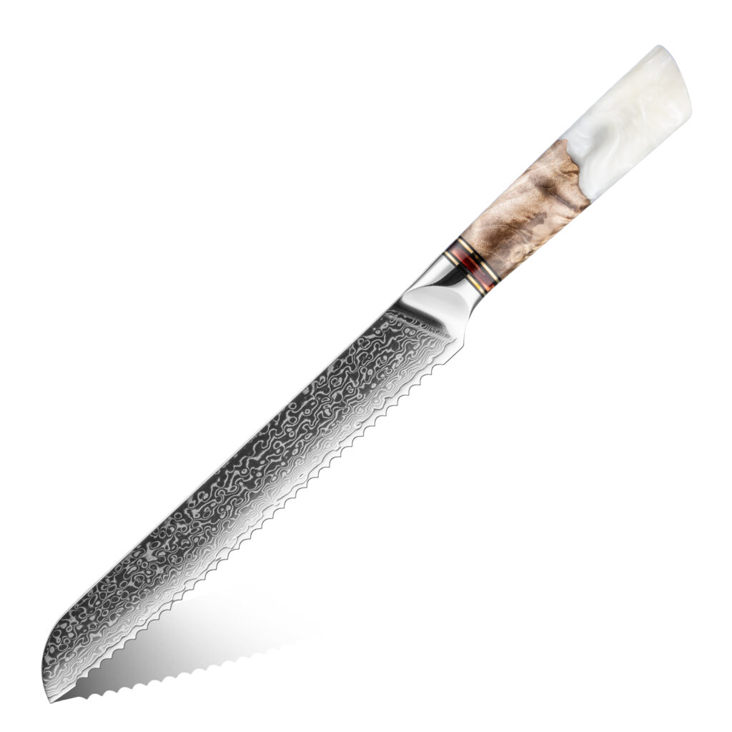 Couteau à pain Grandsharp – 8,5 pouces, acier damassé