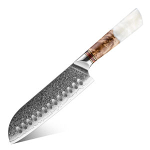 Couteau Santoku Grandsharp – 7 pouces, 67 couches, acier damassé, 10CR15MOV