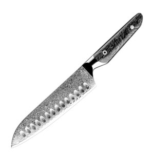 Couteau Santoku Grandsharp – 7,5 pouces, 67 couches, acier damassé, AUS10