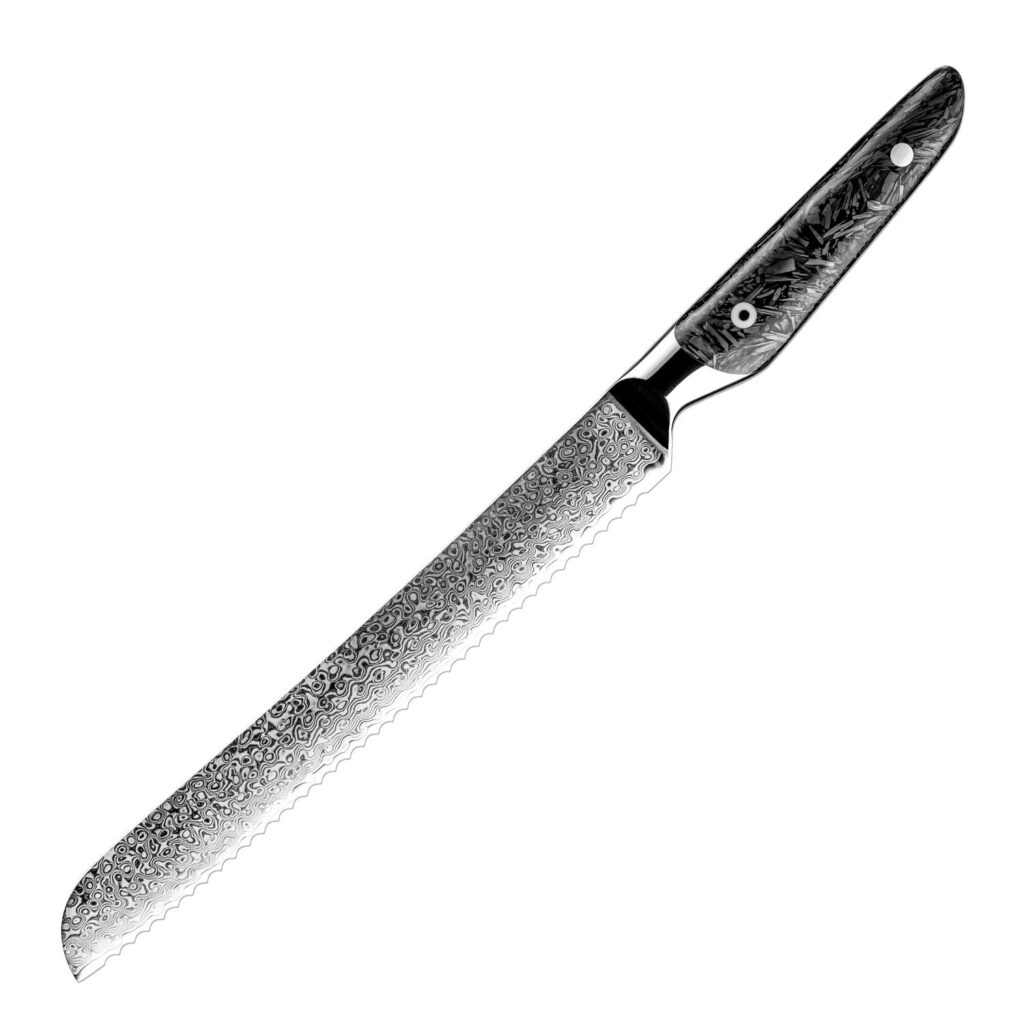 Couteau à pain Grandsharp – 8 pouces, 67 couches, acier damassé, AUS10
