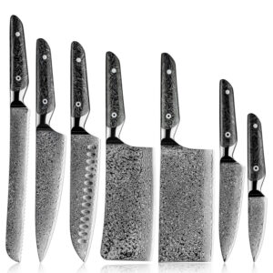 Ensemble de couteaux Grandsharp – 7 pièces, 67 couches, acier damassé, AUS10