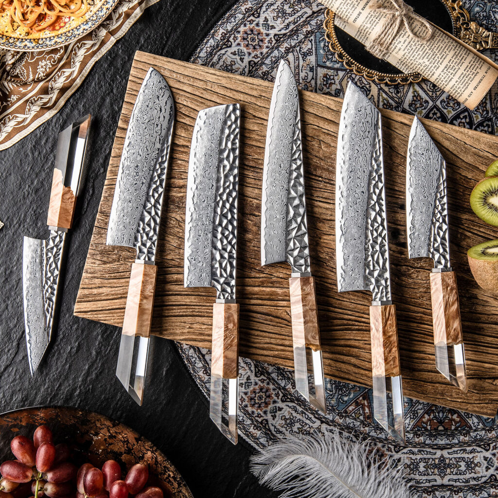 Ensemble de couteaux Grandsharp – 67 couches, acier damassé, AUS10