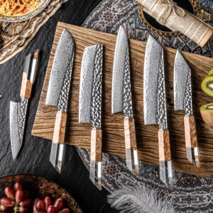 Ensemble de couteaux Grandsharp – 67 couches, acier damassé, AUS10