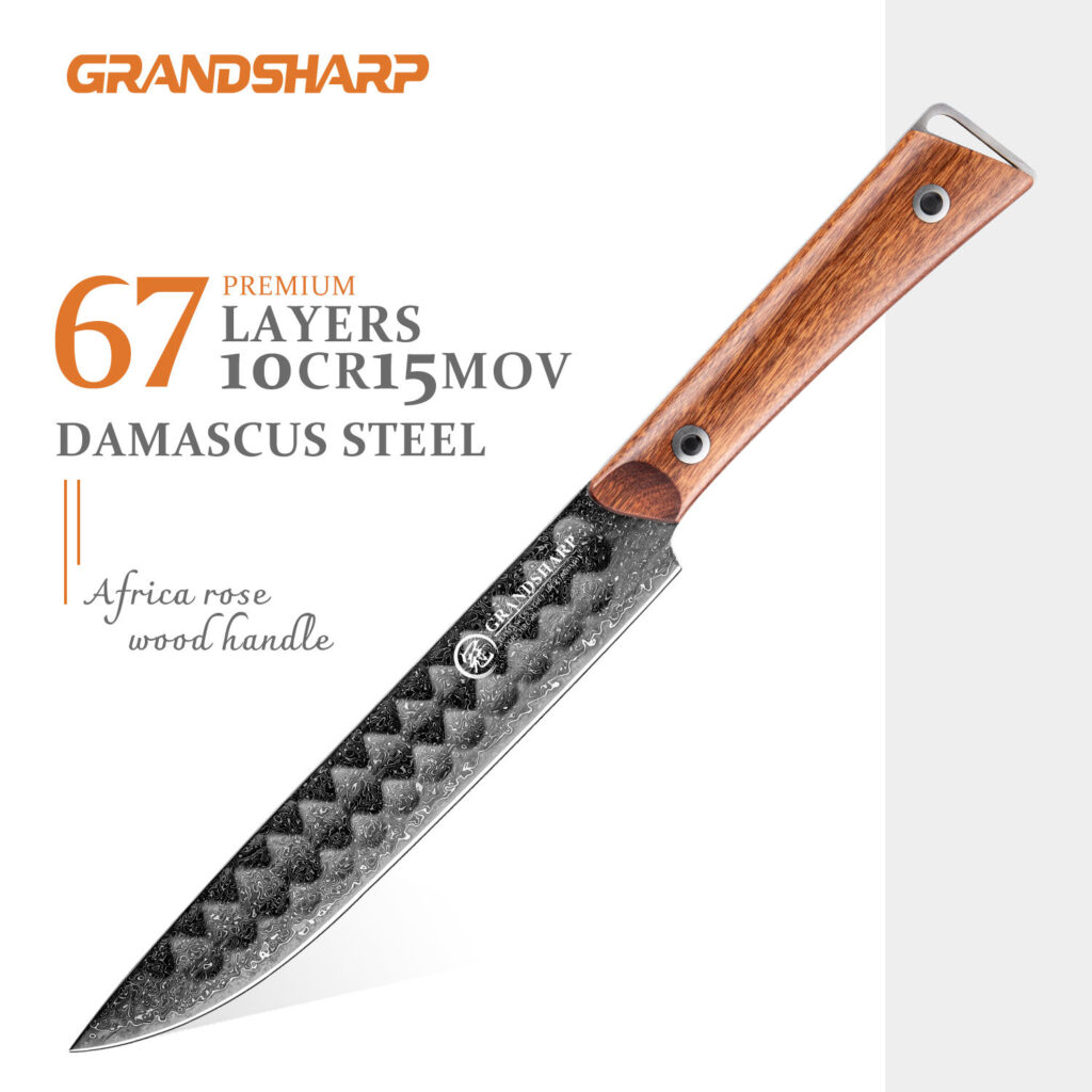 Couteau à trancher Grandsharp – 8 pouces, acier damassé