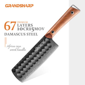 Couteau Nakiri Grandsharp – 6,5 pouces, acier damassé