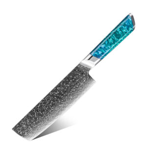 Couteau Nakiri Grandsharp – 7 pouces, 129 couches, acier damassé