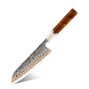 Couteau Santoku Grandsharp – 7 pouces, 55 couches, acier damassé