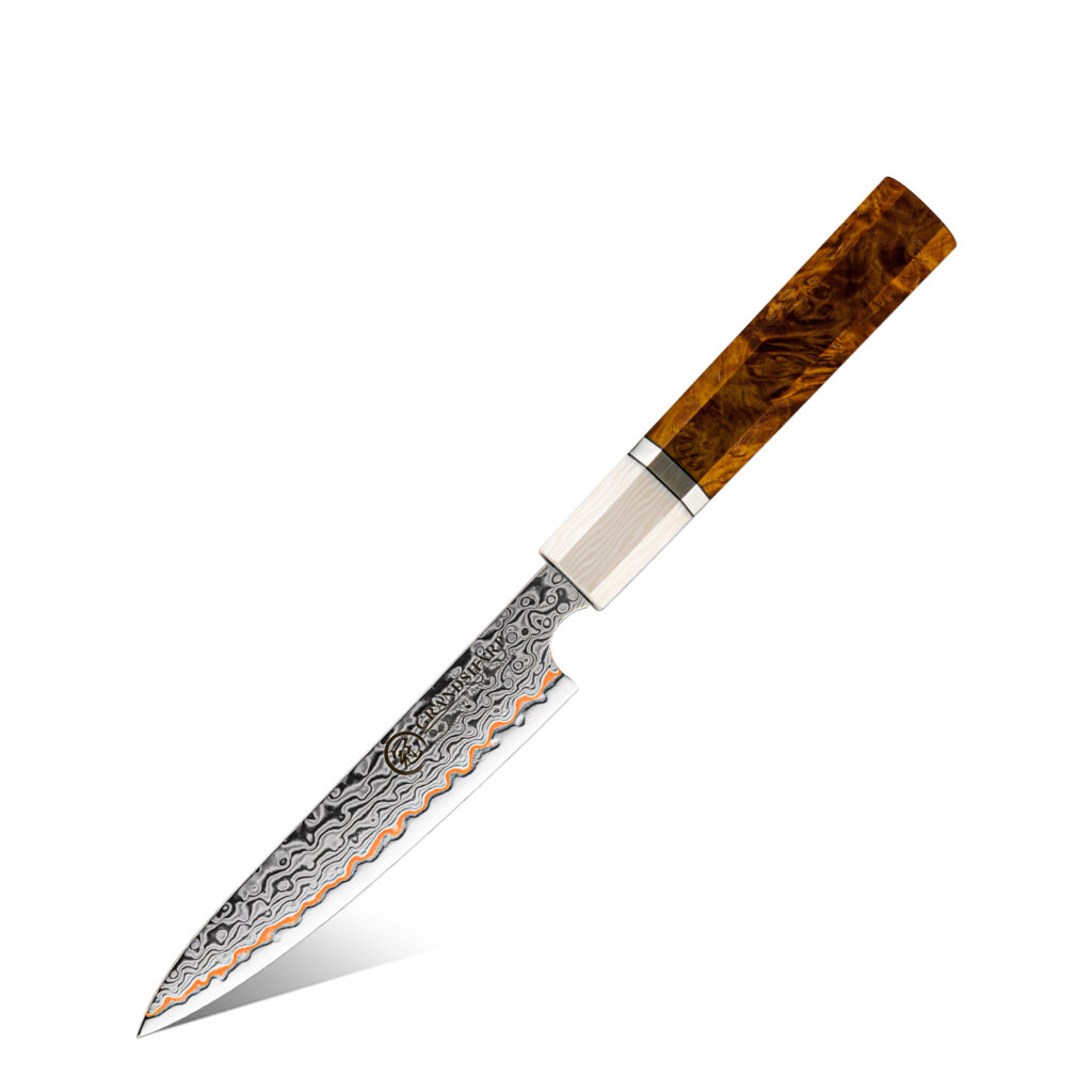 Couteau utilitaire Grandsharp – 5 pouces, 55 couches, acier damassé