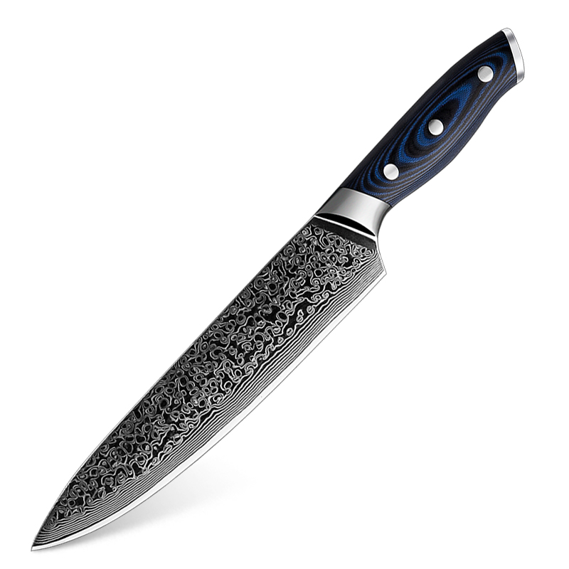 Couteau de chef Grandsharp – 8 pouces, 67 couches, acier damassé, AUS10